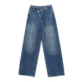 Women's new chic fashion asymmetrical waist design loose high waist wide leg jeans retro side pocket zipper women's denim pants