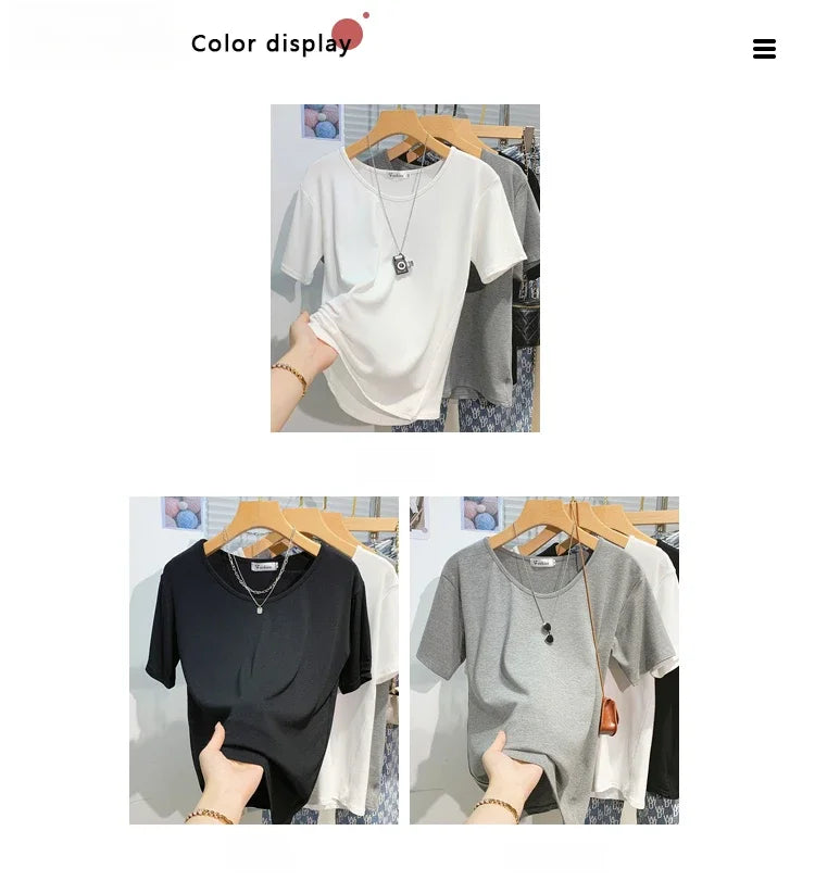 2025 Women T Shirt Girls T-Shirt Woman Clothes Tops Tshirt Female Short Sleeve Spring Tee Sexy Y2k Top White New