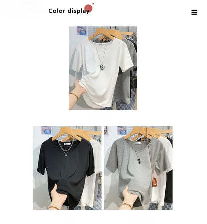 2025 Women T Shirt Girls T-Shirt Woman Clothes Tops Tshirt Female Short Sleeve Spring Tee Sexy Y2k Top White New