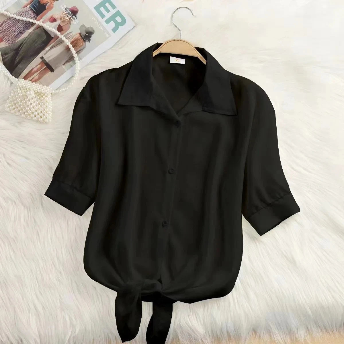 2025 New Womens Tops Fashion Women Summer Chiffon Blouse Short Sleeve Casual Shirt White Ropa Mujer Blusas Feminino