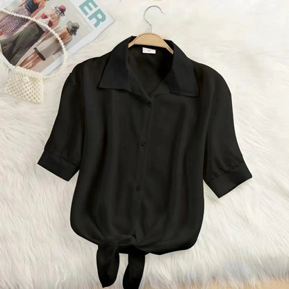 2025 New Womens Tops Fashion Women Summer Chiffon Blouse Short Sleeve Casual Shirt White Ropa Mujer Blusas Feminino