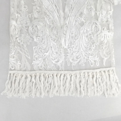 Elegant Long Dresses for Women Banquet Evening Dress Lace Embroidery Fringe Sexy Dress Vintage Wedding Party Prom Robe Vestidos