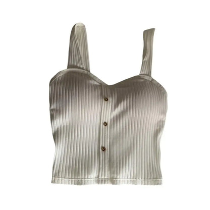 Woman's Top With Built In Bra Button Padded Bra Lady's Top Strap Vest Tank Top Summer Girls Cute Women Casual Female Camisole