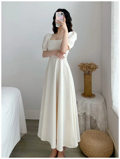 Dresses for Women 2023 Spring New White Dress Women's White Skirt Waist Slimming Temperament Over-the-knee Long Skirt Summer