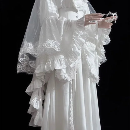 Japanese Skirts for Women 2025 Faldas Mujer De Moda High Waist A-line Jupe Lolita Style Patchwork Lace Vintage Long Skirt 49C903