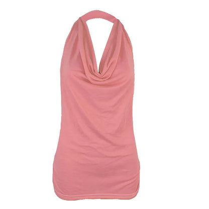 Tank Top Women Drape V Neck Sexy Tanks Camis Skinny Backless Pink Corset Tee Shirt Femme Tops Woman T-shirt