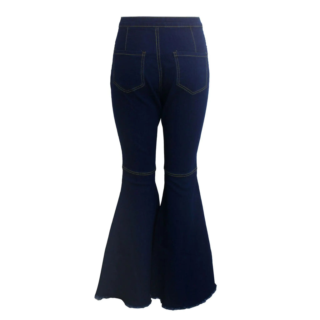 Women Jeans Flare Pants Sexy Denim Long Pant Hip Wrap Casual Solid Elegant Splice Regular Slim Fit High Waist Trousers Summer