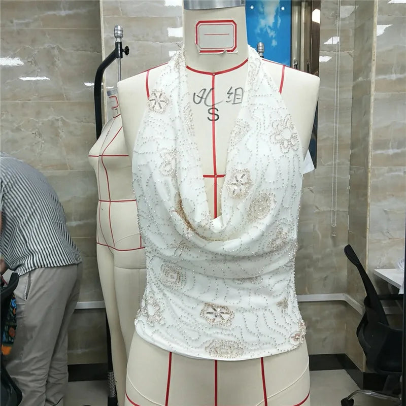 hirigin Sexy Glitter Sequin Tank Tops Women Y2K Fashion Deep V-neck Hollow Out Cropped Tops Tee Summer New Backless Beach Tops