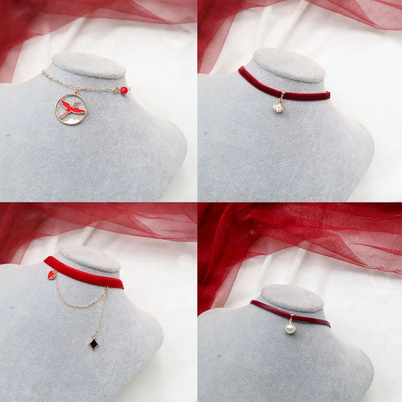 Fashion Lace Necklace For Women Adjustable Elegant Snowfake Strawberry Pendant Velvet Choker Necklace Collar Party Jewelry Gift