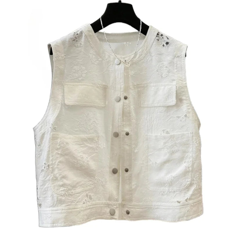 Tops For Women 2025 Summer Elegant Tank Vest Top Ladies Fashion Casual White Sleeveless Vest Tops