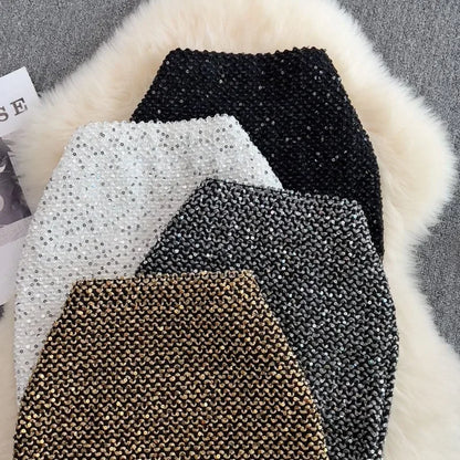 Skirts For Women Stylish Sequin Woman Skirt Formal Office Premium Chic And Elegant V Luxury Offer Original Hot Korean Style On