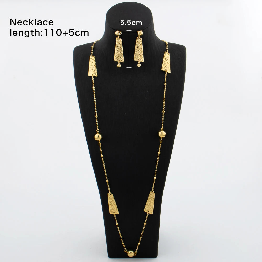 Long Necklaces with Earrings for Women Copper Waist Chain 110mm Vintage Pendant Trendy Wedding Party Jewelry Accessories Gifts