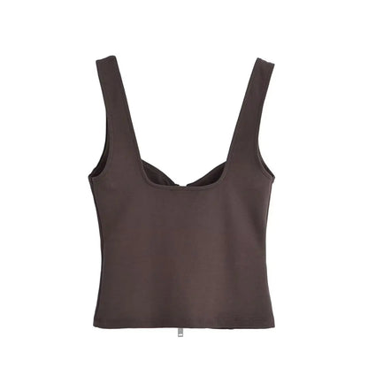 Women's Tops Summer 2025 New Elastic Tight-Fitting Elegant Summer Holiday Tops Women's Street Chic Youth Fashion Joker Vest Tops