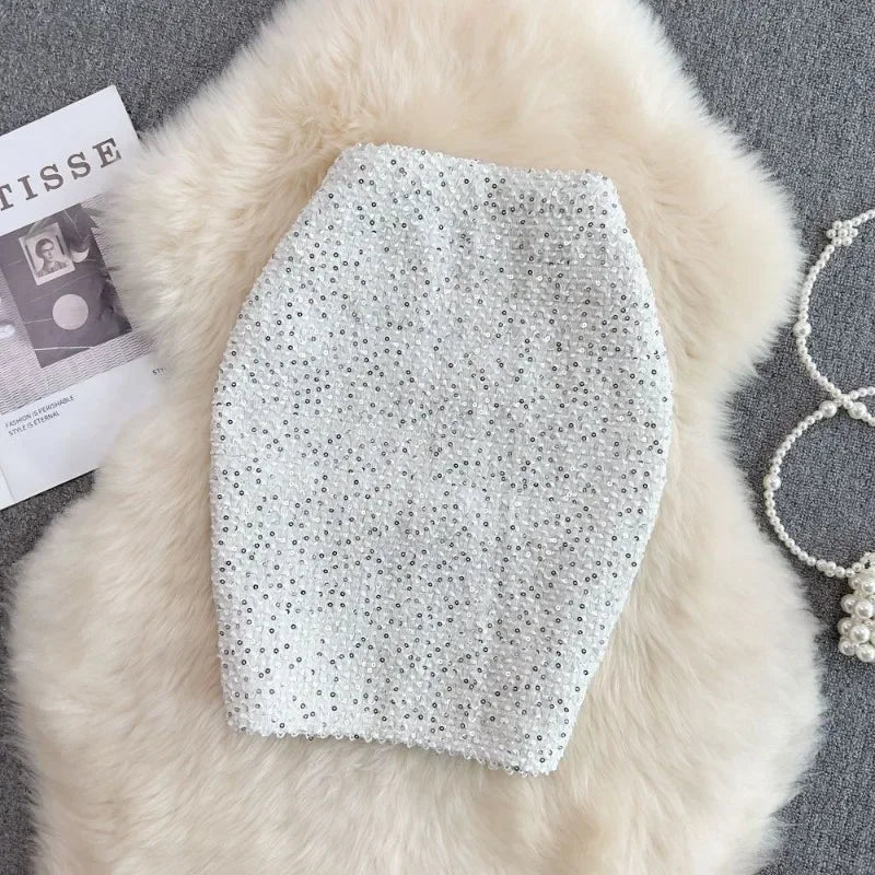 Skirts For Women Stylish Sequin Woman Skirt Formal Office Premium Chic And Elegant V Luxury Offer Original Hot Korean Style On