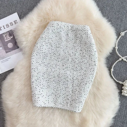 Skirts For Women Stylish Sequin Woman Skirt Formal Office Premium Chic And Elegant V Luxury Offer Original Hot Korean Style On