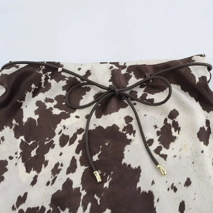 MUJER Print Satin Long Skirts for Women High Waist Midi Skirt Woman Spring Belt Women's Skirt Cylinder Vintage Women Skirt Sets