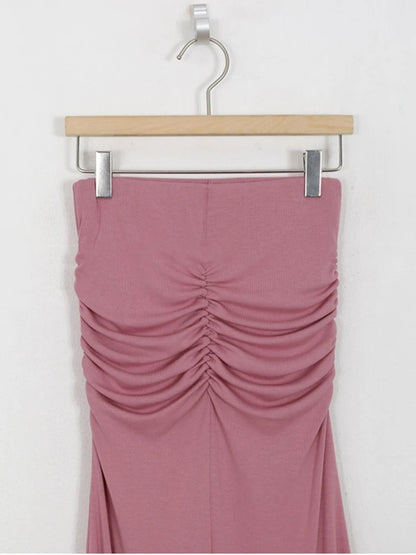 Shirring Satin Skirts for Women High Waisted Skirt 2025 Women A-Line Elegant Skirts Summer Pink Midi Skirt New Korean Style