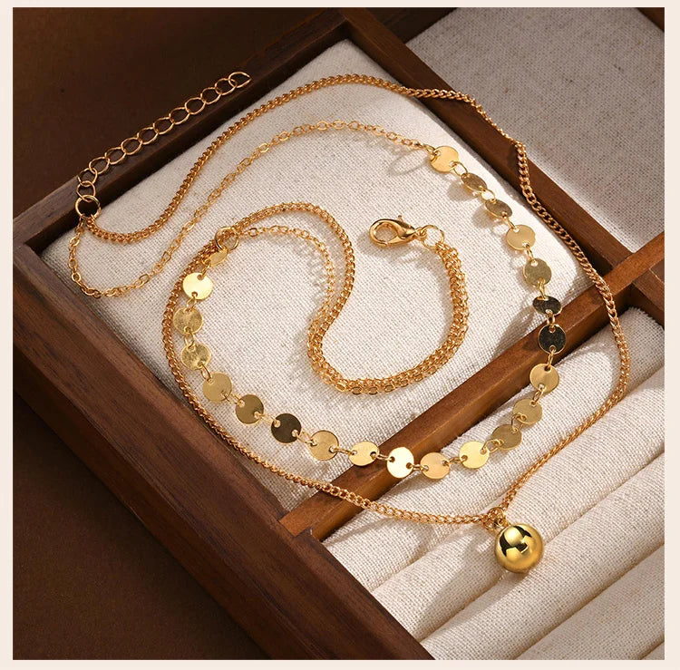 Layered Necklaces for Women Trendy, Bohe Ball Pendant,Chain Choker Necklaces, Non Tarnish Jewelry Gifts