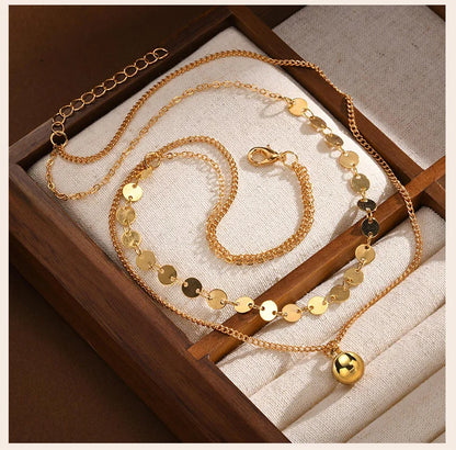 Layered Necklaces for Women Trendy, Bohe Ball Pendant,Chain Choker Necklaces, Non Tarnish Jewelry Gifts