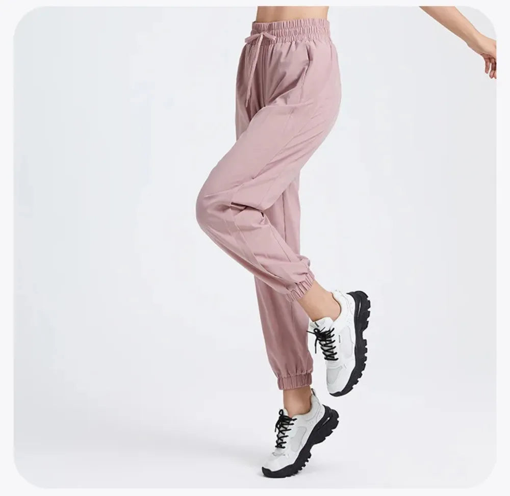 Elastic Waist Yoga Pants for Women Loose-Fitting Workout Pants Wide-Leg Drawstring Closure Stretchy High Waisted Jogging Jogger