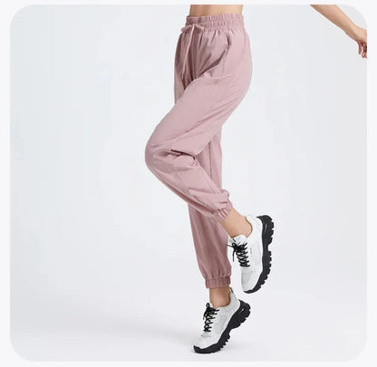 Elastic Waist Yoga Pants for Women Loose-Fitting Workout Pants Wide-Leg Drawstring Closure Stretchy High Waisted Jogging Jogger
