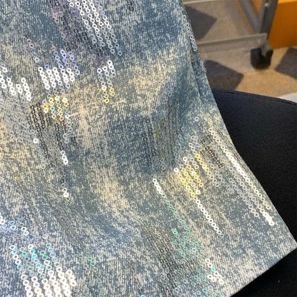 Blue Sequin Denim Skirt Jupe Femme Short Skirts for Women Korean Fashion Faldas Mujer Moda Spring Summer Y2k 2025 Casual High