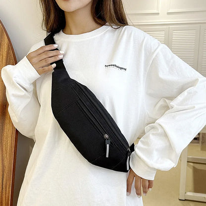 Men's and Women's Universal Models Waist Bag Fashion Crossbody Bags Sports Cell Phone Bags Solid Color Large Capacity Chest Bag