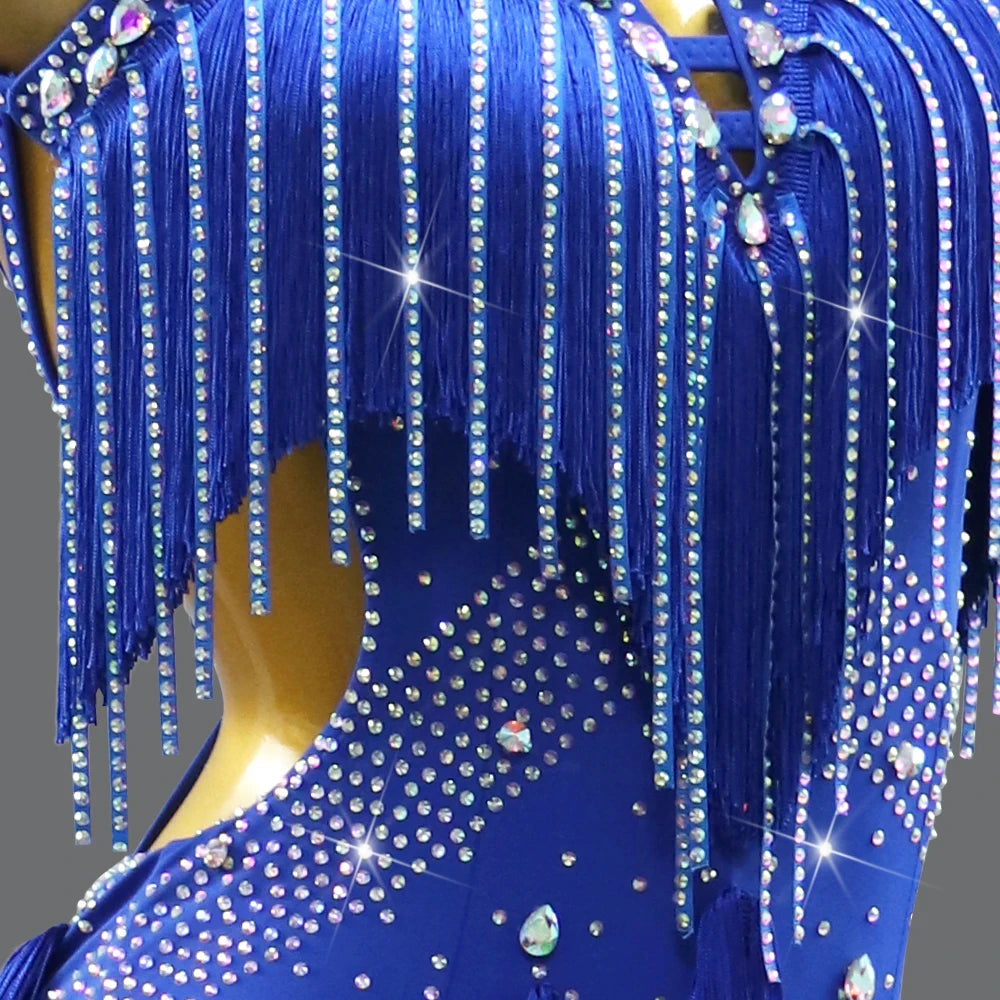 Evening Dress Latin Dance Costume Womens 2025 Dancewear Girl Adult Short Fringed Clothing American Competition Stage Sports Suit