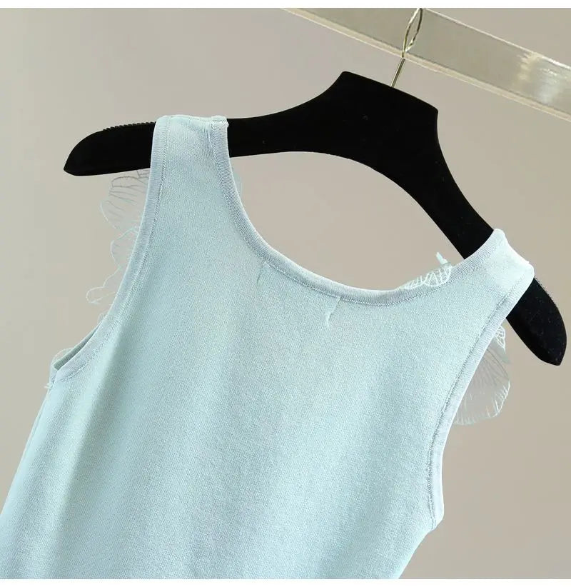 Sexy Crop Tops Women Heavy Embroidery Floral Tank 2025 Ropa Mujer Lace Butterfly Backless Tunic Vest Korean Summer Camis