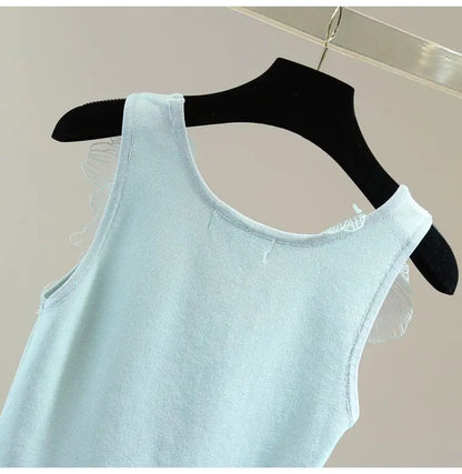 Sexy Crop Tops Women Heavy Embroidery Floral Tank 2025 Ropa Mujer Lace Butterfly Backless Tunic Vest Korean Summer Camis