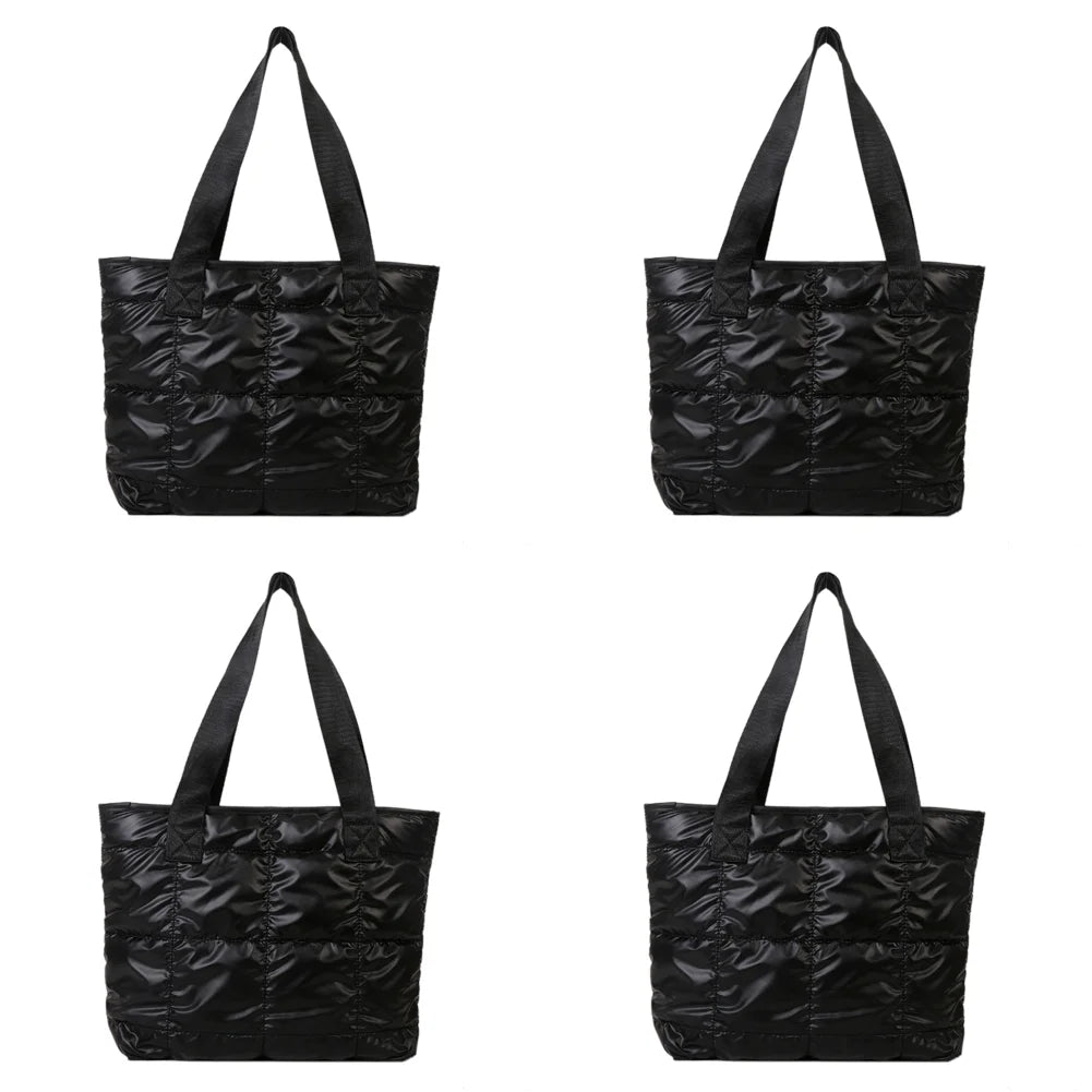 Fashion Tote Handbags for Women Black Large Capacity Soft Rhombus Bags Vinatge Quilted Shoulder Bag Purse for Travel Shopping