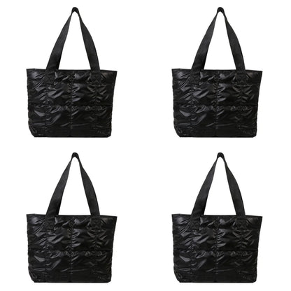 Fashion Tote Handbags for Women Black Large Capacity Soft Rhombus Bags Vinatge Quilted Shoulder Bag Purse for Travel Shopping