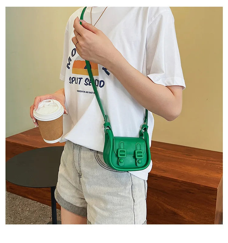 Women Bags Trendy Fashionable Retro Shoulder Bag Casual Crossbody Bag Children Messenger Bag Kids Bags for Girl Solid Wallet 가방
