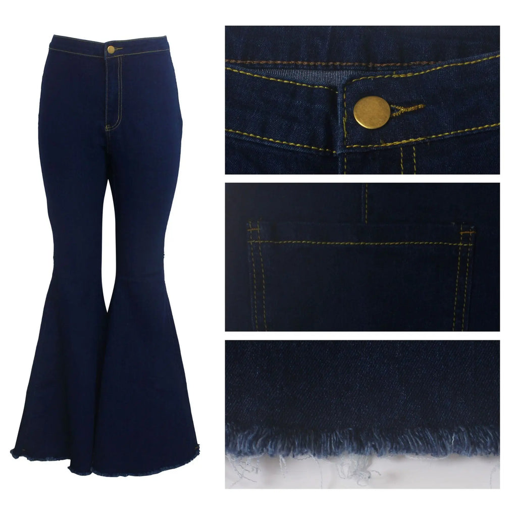 Women Jeans Flare Pants Sexy Denim Long Pant Hip Wrap Casual Solid Elegant Splice Regular Slim Fit High Waist Trousers Summer