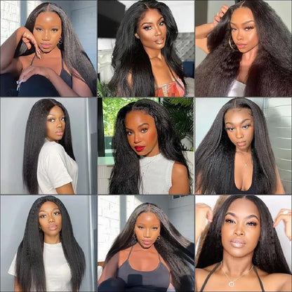 Glueless Wigs Human Hair For Women Kinky Straight Human Hair Wigs Pre Plucked Easy To Wear And Go 4x4 Lace Front Wig Nautural