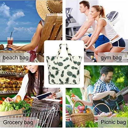Beach Tote Bag Women，Foldable Travel Bag with Anti-Sand Pocket Lightweight Storage Bag for Gym/Shopping Packable in Carry-On