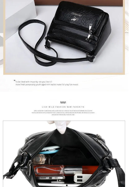 Women Mother Bag Middle-aged Elderly Shoulder Messenger Crossbody Bag Purses Handbags Bolsa 3 Zippers Luxury Design