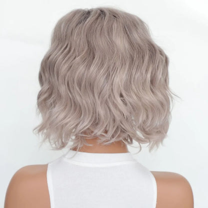 Synthetic short wavy wig for women, with a trendy and fashionable design, is suitable for daily wear or attending parties