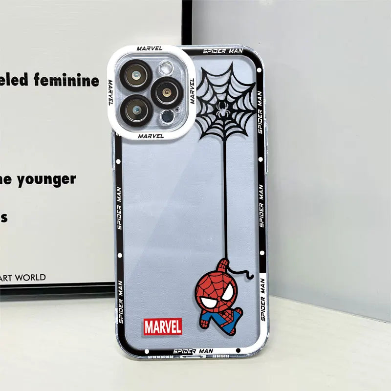 phone Soft case for iphone 11 14 13 cases 15 8 Plus XR 7 12 Pro 6S XS Max Mini X SE funda TPU Coque Spider Web Spiderman Marvel