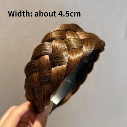 Wig Braided Headbands for Women Fishbone Wide Twist Hairbands Handmade Head Hoop Hair Bands Styling Headwear Accessories Gift