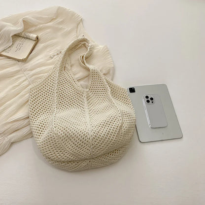 Women's Shoulder Bags Casual Straw Wicker Woven Ladies Handmade Totes Large Capacity Summer Beach Female's Messenger Bag