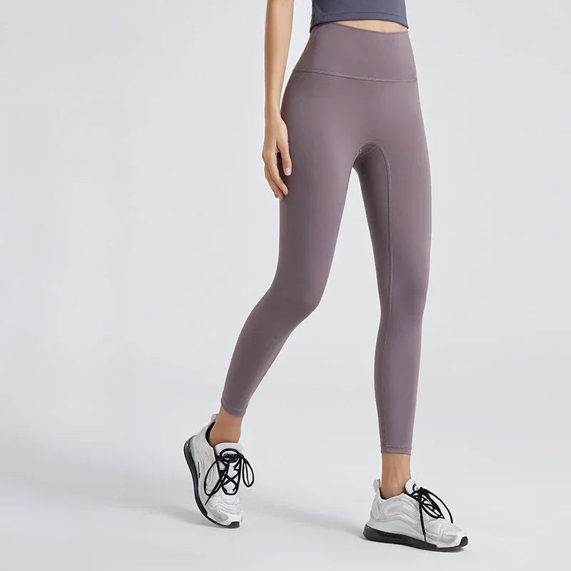 High Waisted Nude Feeling No Embarrassment Line Yoga Pants Women Stretch Firming Lift Hip Sports Fitness Bottom Pants