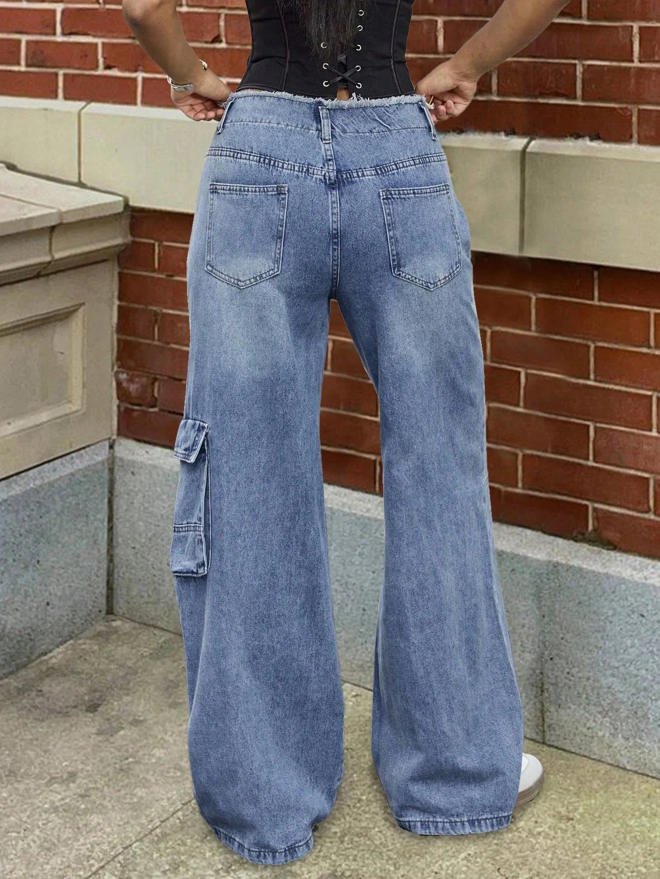 2025 Summer Women Jeans with Pockets Trendy Vintage Daily Wear Pants Party Tassel Full Length OL 90s High Quality Retro Blue
