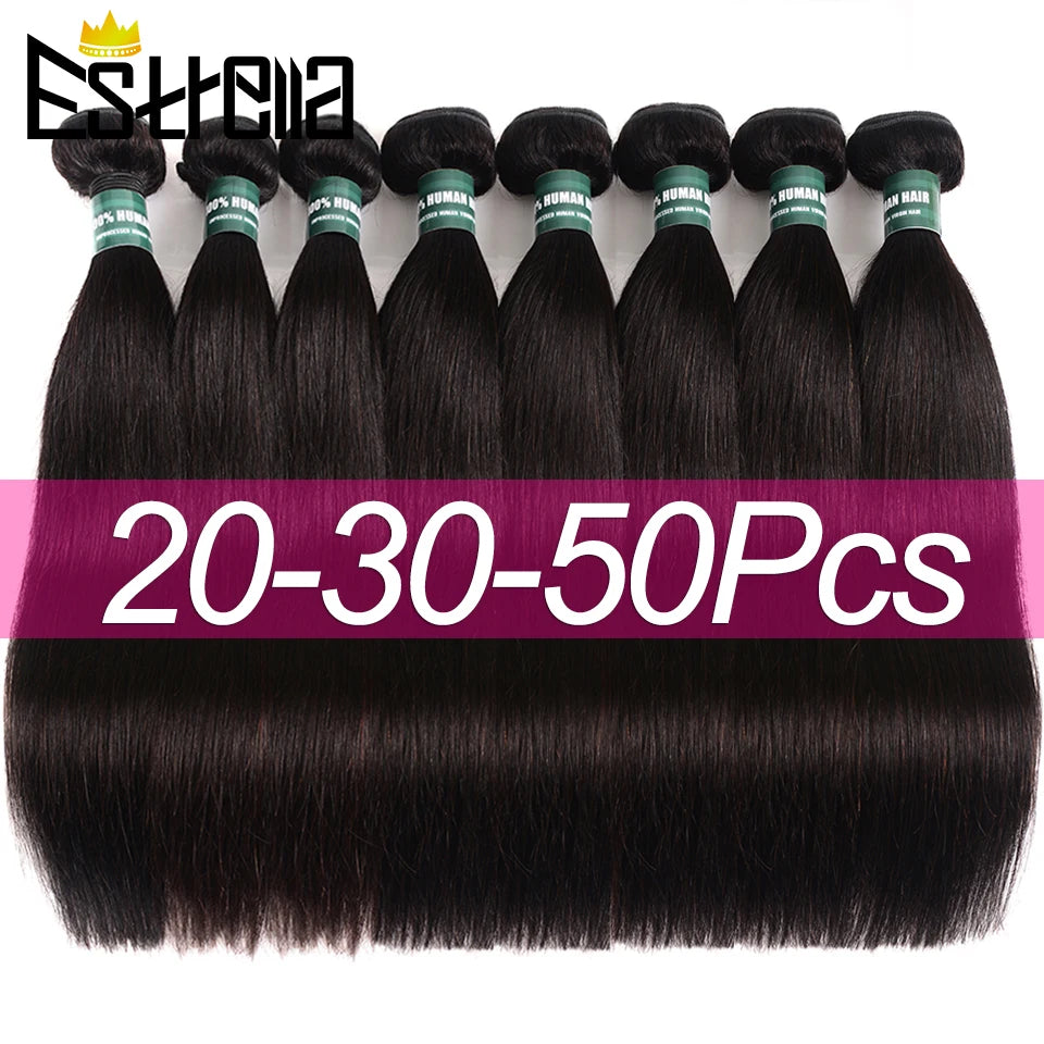 Straight Human Hair Bundles 20 30 50 Brazilian Hair Weave Bundle Bulk Sale For Women Wholesale Bundles Deal Remy Hair Extensions
