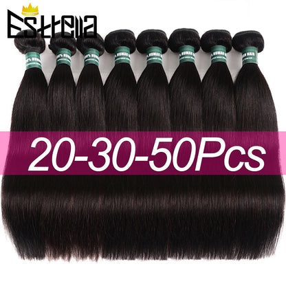 Straight Human Hair Bundles 20 30 50 Brazilian Hair Weave Bundle Bulk Sale For Women Wholesale Bundles Deal Remy Hair Extensions