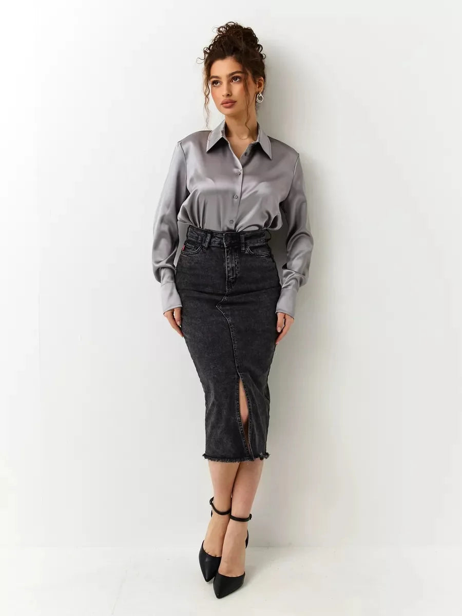 Denim Skirt Woman Streetwear Long Slim Skirts For Women Asymmetric High Quality Skirt Woman 2024 Trend High Waist Long Skirts