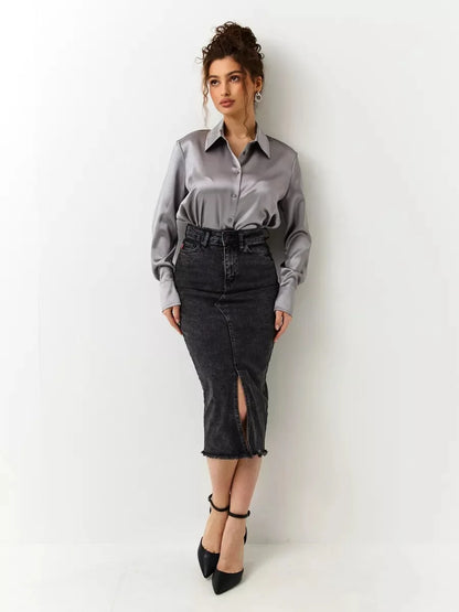 Denim Skirt Woman Streetwear Long Slim Skirts For Women Asymmetric High Quality Skirt Woman 2024 Trend High Waist Long Skirts