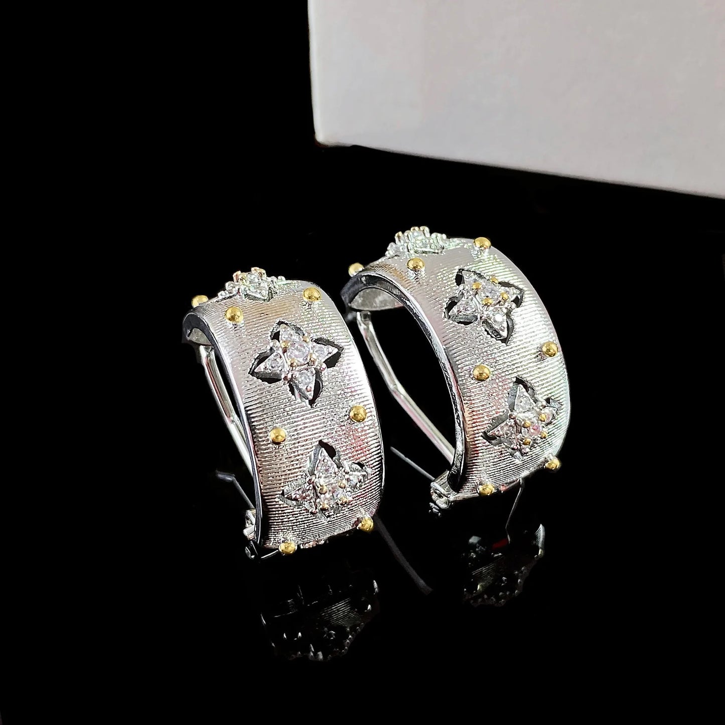 Women Hand-brushed two-color Gold Ring Earrings Necklace Bracelet