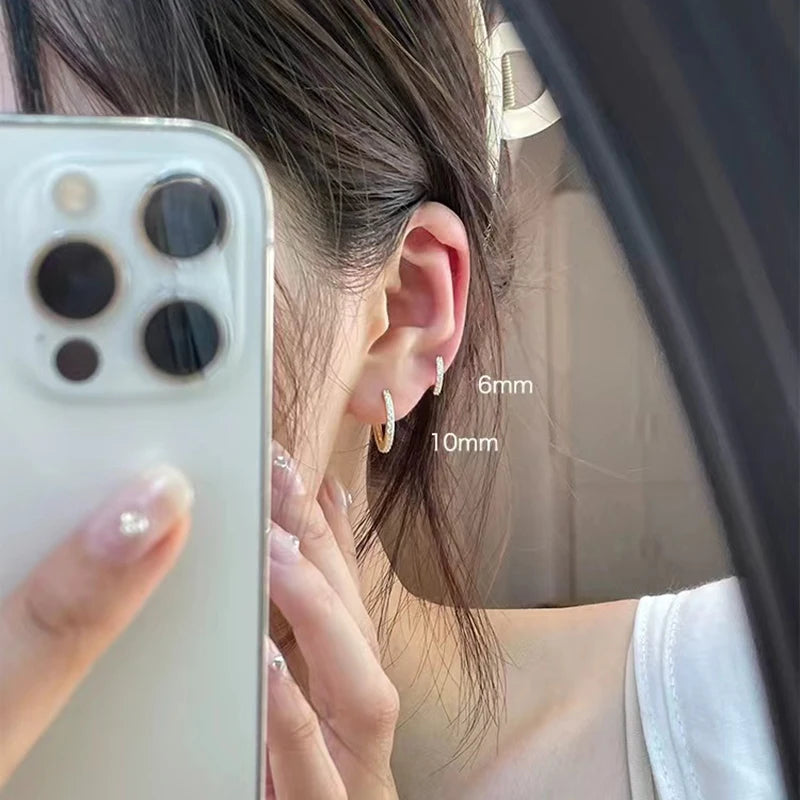 925 Sterling Silver Round Zirconia Earrings Simple Style Charming Women Earrings Birthday Gift for Friends Fine Jewellery