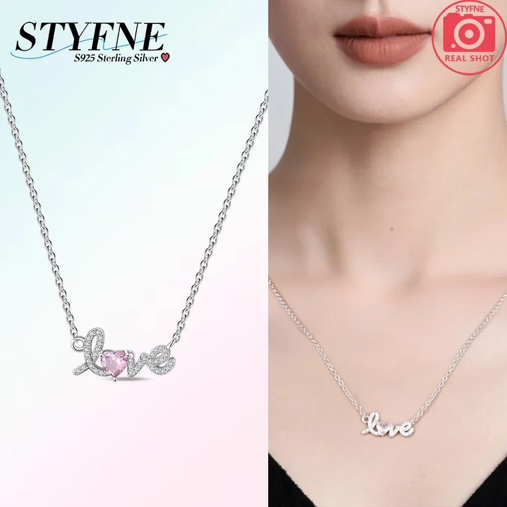 Women's Necklace 925 Silver Love letter Lucky Symbol Choker Necklaces Fit Women Fashion Anniversary Birthday Jewelry Gift